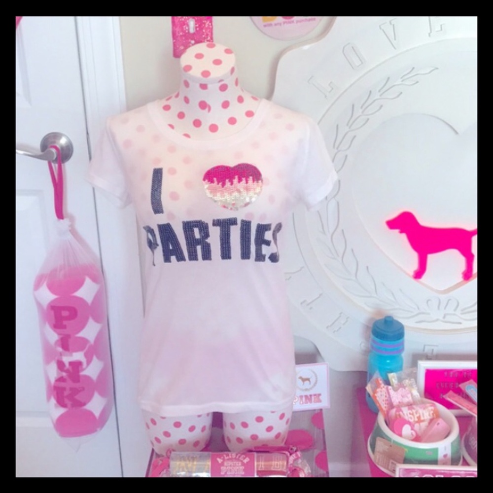 💕✨ⓅⒾⓃⓀ ⓋⓈ VINTAGE Bling “I💖PARTIES” Tee✨💕 - Picture 5 of 13